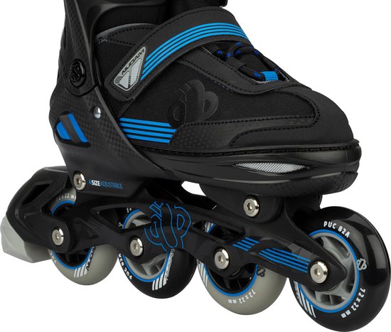Nijdam Rollers Combo - Blue Blaze - Réglable - Clubs Norvégiens - Zwart - Blauw - Taille 29 - 32