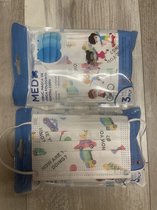 50 stuks - Witte Kinder Mondkapjes - Thema Auto's - Wegwerp - Per 10 stuks verpakt - Mondmaskers Kind - Niet medisch