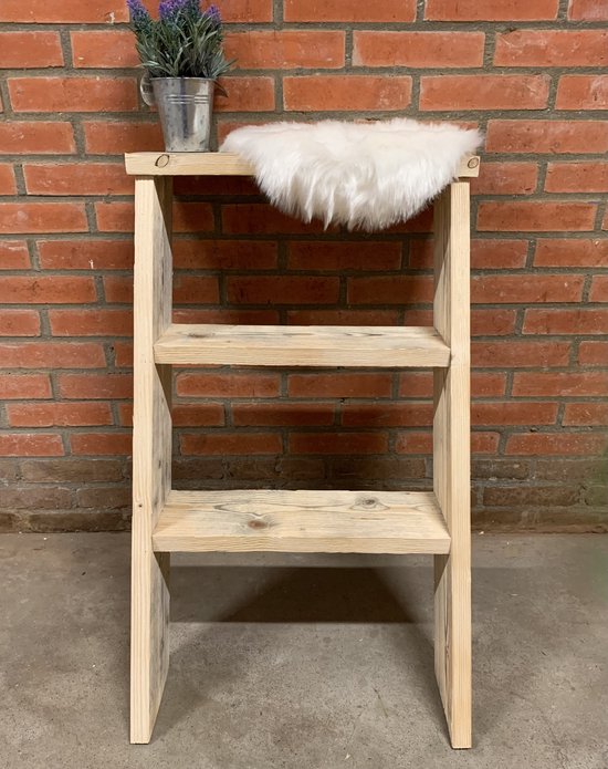 houten decoratie ladder/ trapje - rustiek vintage landelijk industrieel trap handgemaakt wandrek hout Woonaccessoire woonaccessoires decoratie wanddecoratie woondecoratie