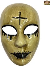 Partychimp Gezichtsmasker Purge Deluxe Masker Voor Bij Carnavalskleding Heren Carnavalskleding Dames Carnaval Accessoires Carnaval- PVC - Geel/Zwart