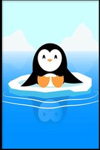 Walljar - Water Pinguïn - Muurdecoratie - Poster met lijst