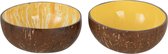 J-Line Halve kokosnoot bamboe bol Nuye/verf geel Set van 2 - Apero potje - 14 x 13.5 x 7 cm - Schaal - Kom