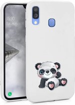 Samsung Galaxy A40 Wit siliconen hoesje pandabeertje knipoog  *LET OP JUISTE MODEL*