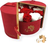 Gift Passion Flowerbox Longlife – Rood/Witte - longlife rozen - cadeau - Geconserveerde rozen