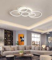 UnicLamps LED  - 6 Ringen Plafondlamp - Met Afstandsbediening - Smart lamp - Wit - Dimbaar - Woonkamerlamp - Moderne lamp - Plafoniere