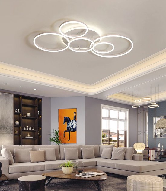 6 Ringen Plafondlamp - Met Afstandsbediening - Smart lamp - Wit - Dimbaar  -... | bol