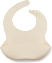 J. Børn Siliconen Baby Slab met Opvangbakje in een Geschenkdoos - Waterdicht en BPA-vrij - Superzachte Slabbetje met Kruimelvanger voor Babies en Peuters, Kraamcadeau (Ivory)