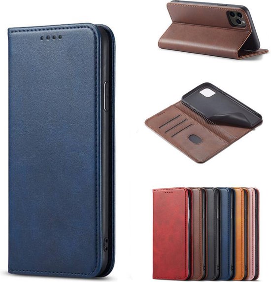 Coque iPhone Xr en Cuir Blauw - Coque iPhone Xr en Cuir de Luxe avec Fermeture Magnétique Blauw - Etui Bookcase en Cuir Blauw avec Porte-Cartes pour iPhone Xr - Smartphonica