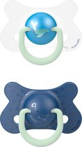 Suavinex Night & Day Whale Blue +18m Physio 2 Stuks Silicone Fopspeen SXSNF3071109