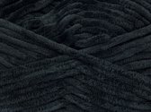 Chenille draad zwart kopen – 100% micro polyester velvet garen pendikte 6-7 mm – breigaren pakket 4 bollen van 100gram | DEWOLWINKEL.NL