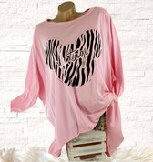 Oversized katoenen shirt met lange mouw kleur roze Mickey print zebra maat 54 56 58