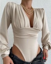 Lage v hals body | beige | maat L
