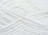 Chenille draad wit kopen – 100% micro polyester velvet garen pendikte 6-7 mm – breigaren pakket 4 bollen van 100gram | DEWOLWINKEL.NL