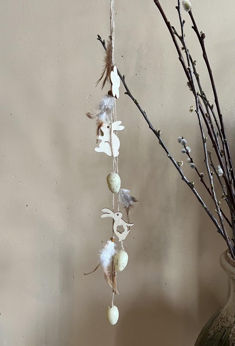 Pusteblume Paasdecoratie - Paasslinger - Kippenei slinger - hout - 1 stuk