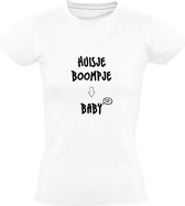 Huisje Boompje Baby | Dames T-shirt | Wit | Zwangerschap | In verwachting | Kleintje | Gezin | Familie