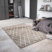 INSPIRE - Rechthoekig vloerkleed INAE - grijs/creme - met geometrisch patroon - slaapkamertapijt - woonkamertapijt - laagpolig tapijt - zacht - 2000g/m² - 10 mm x B.160 cm x L.230