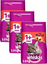 Whiskas 1+ - Nourriture pour chat - Morceaux au Boeuf - 3x3.8kg