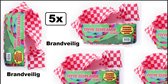 5x Crepe guirlande brandveilig rood/wit geblokt 24meter - Carnaval Brabant thema feest festival versiering