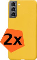 Samsung Galaxy S22 Hoesje Siliconen - Samsung Galaxy Galaxy S22 Hoesje Geel Case - Samsung Galaxy Galaxy S22 Cover Siliconen Back Cover - Geel 2 Stuks