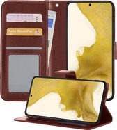 Samsung S22 Hoesje Book Case Hoes - Samsung Galaxy S22 Case Hoesje Wallet Cover - Samsung Galaxy S22 Hoesje - Bruin