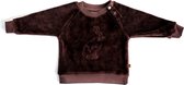 MXM Baby trui- lange mouwen- Bruin- velours- Sweater- Katoen- Borduursel- Haas- Maat 74