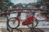 3D art metaalschilderij - rode fiets - grachten - 120x80 cm - metalart