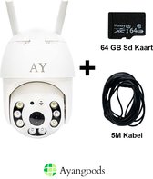 Ayangoods Beveiligingscamera - Buiten - 1080P - Tuya App - Inclusief 64GB SD kaart - Security Camera - Ip Camera Buiten