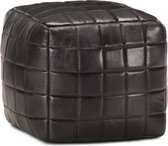 vidaXL Poef 40x40x40 cm echt geitenleer zwart