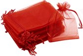 Fako Bijoux® - Organza Zakjes - 9x12cm - Feestzakjes - Snoepzakjes - Cadeauzakjes - Sieradenzakjes - Rood - 100 Stuks