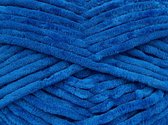 Chenille garen blauw kopen – 100% micro polyester velvet draad pendikte 6-7 mm – breigaren pakket 4 bollen van 100gram | DEWOLWINKEL.NL