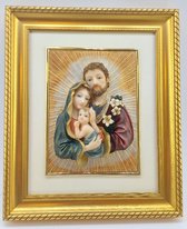 Religieus  beeld Schilderij Heilige Familie - Moeder Maria, Hlg. Jozef en Kindje Jezus (3D) 25,5 x 31 cm