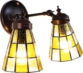 LumiLamp Wandlamp Tiffany 30*23*23 cm E14/max 2*40W18*15*115 cm E14/max 1*25W Transparant Glas, Metaal Rond Muurlamp Sfeerlamp Tiffany Lamp