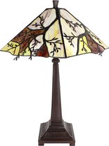 LumiLamp Tiffany Tafellamp 36x36x57 cm Beige Bruin Glas Metaal Tiffany Bureaulamp
