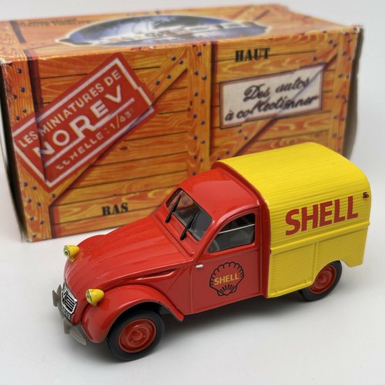 Citroën 2CV AZU Shell (Rood/Geel) (8 cm) 1/43 Norev - Inclusief ...
