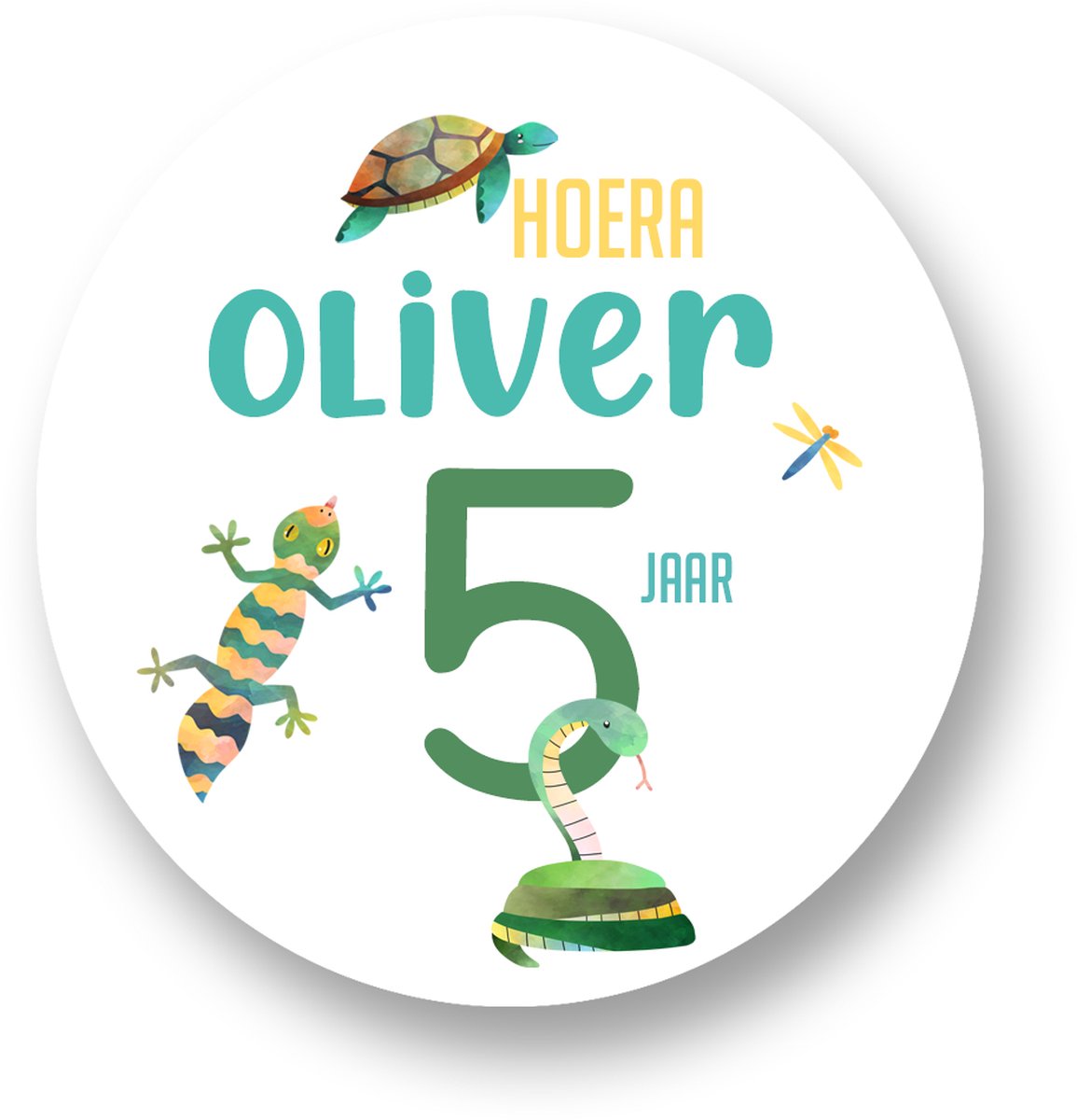 Pimp Studio Traktatiestickers Reptielen - Gepersonaliseerd voor Kinderfeest - 25 stuks