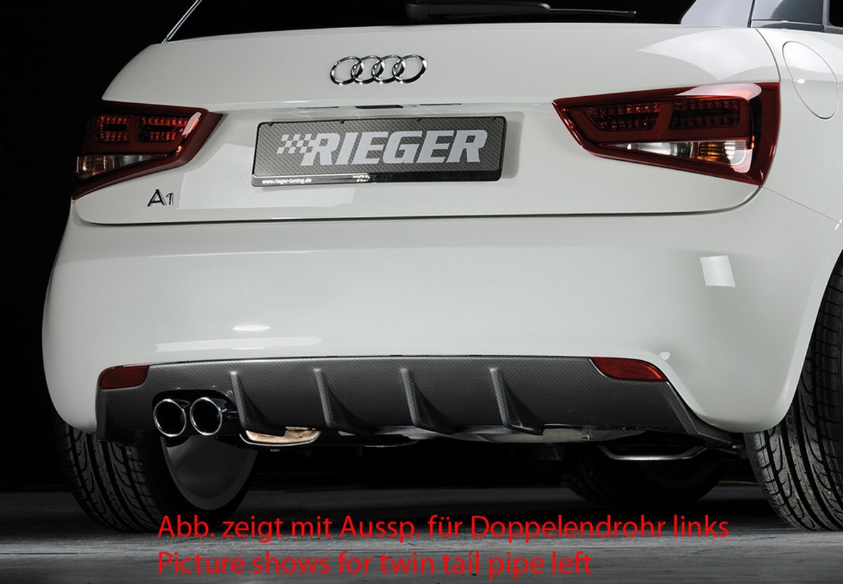 RIEGER - PERFORMANCE DIFFUSER (2 TIPS LEFT) - AUDI A1 8X ('10 - '14) - GLOSS BLACK