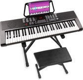 Keyboard - MAX KB4 keyboard piano - 61 toetsen - keyboard standaard & bankje - Compleet pakket, direct spelen!