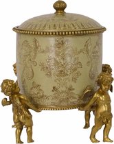Bronzen Gemonteerde Porseleinen Pot En Deksel 17x17x22 cm