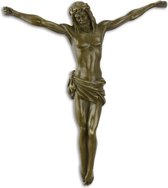 Kruis van Jezus Christus - brons - beeld - muurbevestiging  3x18x22 cm