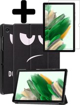 Hoes Geschikt voor Samsung Galaxy Tab A8 Hoes Luxe Hoesje Book Case Met Screenprotector - Hoesje Geschikt voor Samsung Tab A8 Hoes Cover - Don't Touch Me
