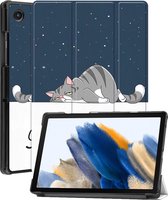 Hoes Geschikt voor Samsung Galaxy Tab A8 Hoes Book Case Hoesje Trifold Cover - Hoesje Geschikt voor Samsung Tab A8 Hoesje Bookcase - Kat