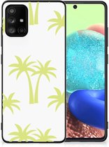 Telefoonhoesje met Naam Geschikt voor Samsung Galaxy A71 Silicone Case met Zwarte rand Palmtrees