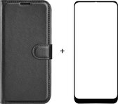 Nokia G50 zwart agenda book case hoesje + full glas screenprotector