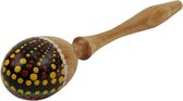 Maracas Hand Ei - Hangeschilderd bruin groen - Schudei - 24x5x5cm - Sarana - Fairtrade Indonesie - Fairtrade