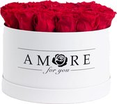 Zeep Rozen Flowerbox Medium - Luxe Rode Zeep Roos In Ronde Witte Designer Giftbox - Valentijn