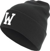Pre Order Only Letter W Cuff Knit Beanie Black