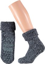 Wollen sokken dames | Huisokken dames | Donker Blauw | Maat 35/38 | Huissok met anti slip | Fluffy sokken | Slofsokken | Huissokken | Anti slip sokken | Warme sokken | Winter sokke