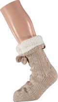 Dames huissokken met antislip | Licht beige | Maat 36/41 | Huissokken dames | Fluffy sokken | Slofsokken | Huissokken anti slip | Huissokken | Anti slip sokken | Warme sokken | Bed
