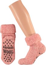 Apollo | Wollen sokken dames | Huisokken dames | Licht Roze | Maat 39/42 | Huissok met anti slip | Fluffy sokken | Slofsokken | Warme sokken | Winter sokken