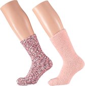 Apollo - Bedsokken dames - Roze - One Size - Slaapsokken - Warme sokken dames - Winter sokken - Fluffy sokken